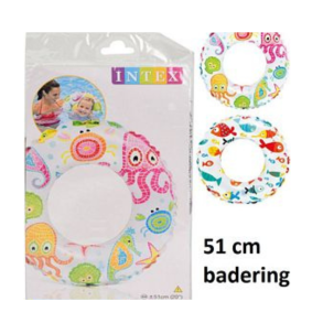 Badering med print. Str. 50 cm. Ass motiver.