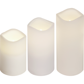 Led bloklys fra Star Trading. Pk a 3 stk. Med timer og fjernbetjening