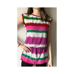 Kort kjole/bluse. Lilla/grn/grstriber