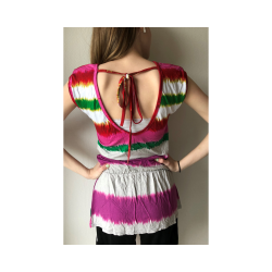 Kort kjole/bluse. Lilla/grn/grstriber