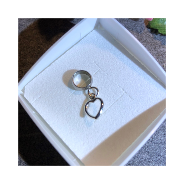 Charm til 5 mm lderarmbnd med slv hjerte