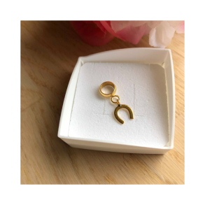 Charm med forgyldt hestesko  passer til 5 mm lderarmbnd