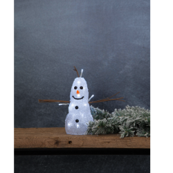 Snemand Crystal med LED-lys  20 cm. Fra Star Trading