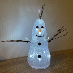 Snemand Crystal med LED-lys  20 cm. Fra Star Trading