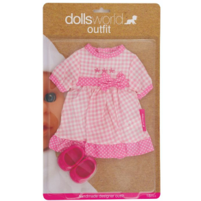 Dukketj Kjole og sko. Fra Dolls World. Passer til dukker op til 36 cm.