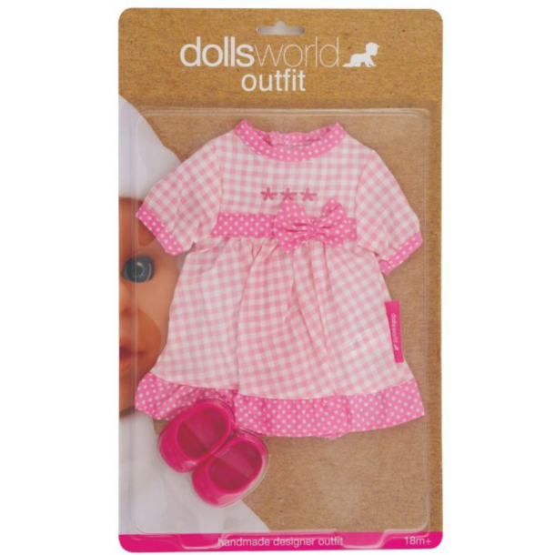 Dukketj Kjole og sko. Fra Dolls World. Passer til dukker op til 36 cm.