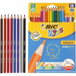 Farveblyanter. BIC Kids Evolution. Pk a 18 stk. Trfri. Miljvenlig