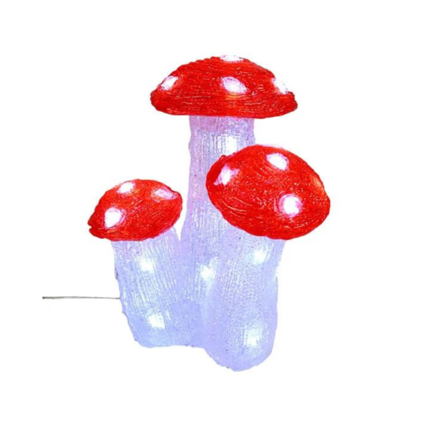 Figur med 3 svampe. Ledlys. Til udendrs
