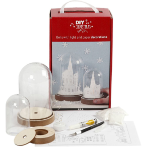 Jule materialest til glasklokker med indvendigt pynt. St m/2 stk
