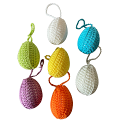 Hjemmehklede pskeg. 4,8 cm og 6 cm. Mange forskellige farver