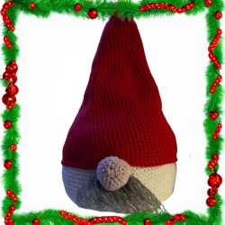 Hjemmehklet genert hue nisse.  Ca 23 cm hj.