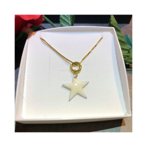 Halskde forgyldt, med hvid emaljestjerne  45 cm