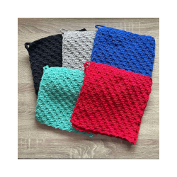 Hklede grydelapper. 100%  bomuld. Ca 20x20 cm. St a 2 stk.