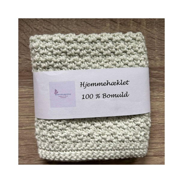 Hklet karklud-klud 100% bomuld. Hjemmehklede Mint 007