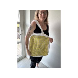 Hjemmehklet taske-net-mulepose. Str. ca 42x42 cm uden hank