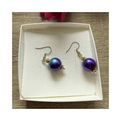 Julereringe med flerfarvet julekugle - lilla/petrol