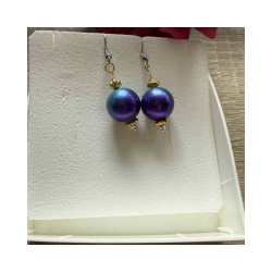 Julereringe med flerfarvet julekugle - lilla/petrol