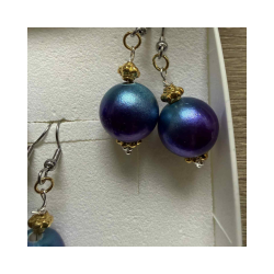 Julereringe med flerfarvet julekugle - lilla/petrol