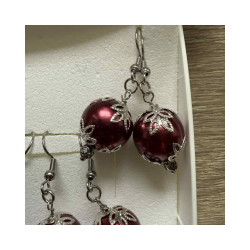 Julereringe med rd julekugle  forslvet messing