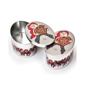 Kagedse. Med Bramming nisser. Metal. Oval. Str. 7x15 cm