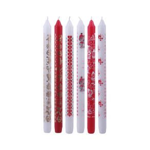 Kalenderlys i Parafin  22 mm x 29 cm  Slges stykvis - Ass. farver/print