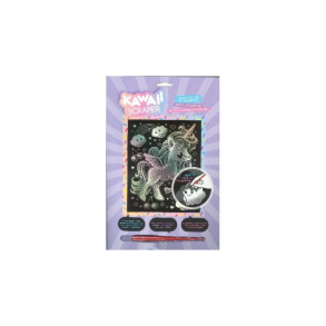 Kradsfolie billede med hologram enhjrning. Str. 20 x 25 cm. Inkl. skrabeark, skaft og pen. Fra 8 r