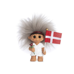 Lykketrold. Student med rd hue og blomst. Hjde 9 Cm