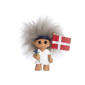 Lykketrold. Student med bl hue og blomst. Hjde 9 Cm