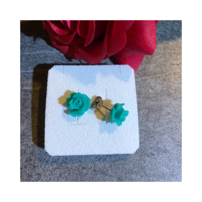 restik med turkis rose. Kirurgisk stl. Blomst 10x6,50mm