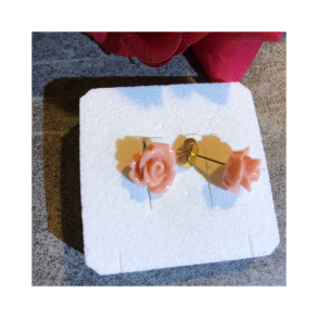 restik med Lyserd Rose  Forgyldt Messing & Resinblomst (10 mm)