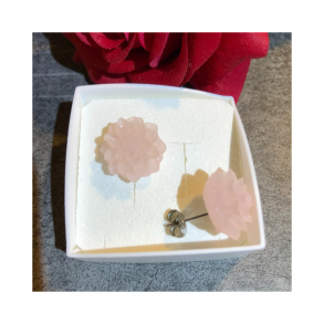 restik med blomst i sart rose/frostet. 15x8 mm. Kirurgisk stl