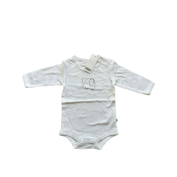 Pippi bodystocking med lange rmer. Hvid.