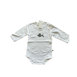 Pippi bodystocking med lange rmer. Hvid.