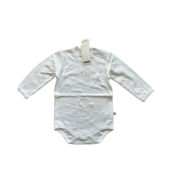 Pippi bodystocking med lange rmer. Hvid.