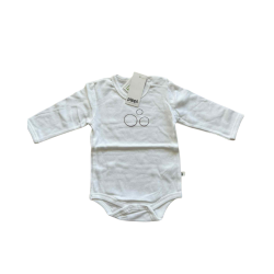 Pippi bodystocking med lange rmer. Hvid.