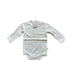 Pippi bodystocking med lange rmer. Hvid.