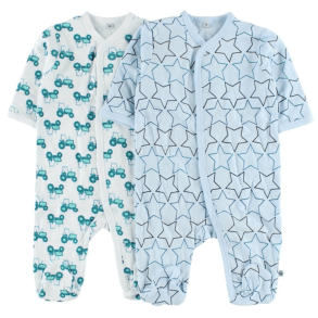 Pippi natdragt. lysebl-hvid. Str 74. 2pk