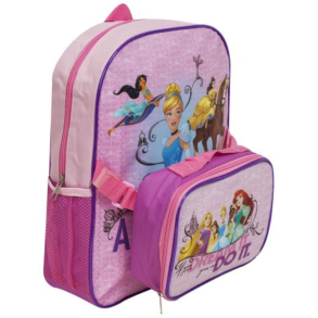 Prinsesse skoletaske m/madpakkeholder. 36x28x10cm