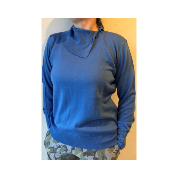 Sweatshirt/Pullover bl m/knapper i hj hals. Mrk: Delmod. Str.: 46