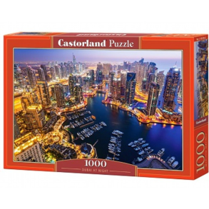 Puslespil. 1000 brikker. Motiv: Dubai om natten. Fra Castorland