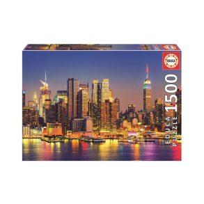 Puslespil. 1500 brikker. Motiv:  Manhatten at night. Fra Educa