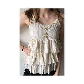 Sd sommertop. Farve: creme m/guldglimmer. Vurderet str. S