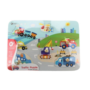 Trpuslespil m/knop. Trafikmotiv. Fra 1+ r.