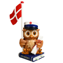 Ugle. Student figur. Rd eller bl hue. Str. 20x8,5x6 cm